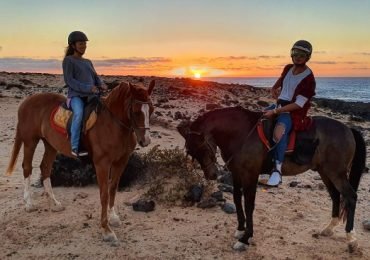 Horseback Riding in the sunset of Famara beach, Lanzarote